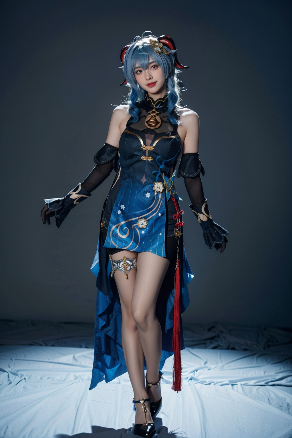 00071-3364193625-best quality,masterpiece,realistic,photorealistic,1girl,solo,looking at viewer,smile,standing,full body,ganyu cosplay costume,ga.png